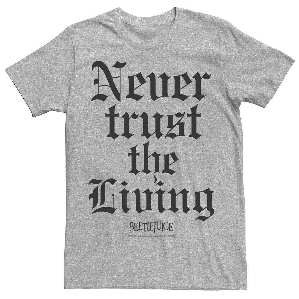 Men's Beetlejuice Never Trust The Living Text Tee, Size: Large, Athletic Grey Product Image