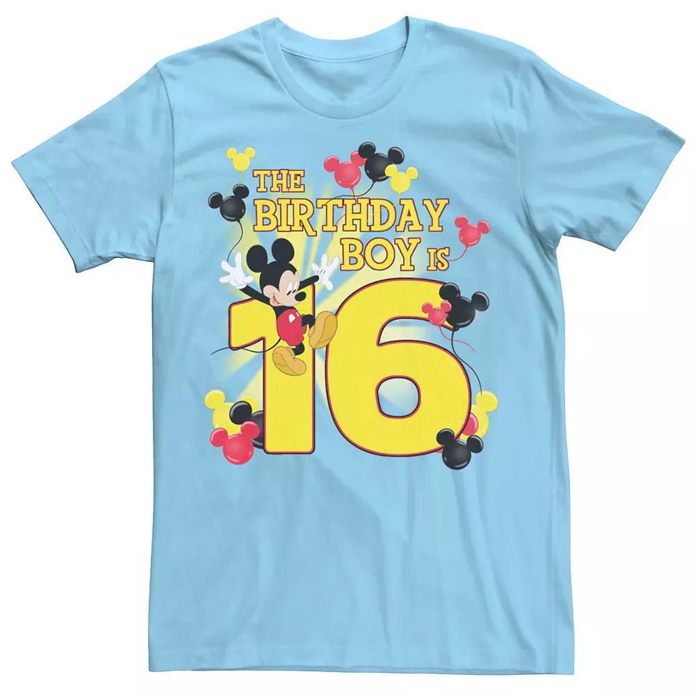 Disney's Mickey & Friends Men's 16 Year Old Birthday Boy Tee, Size: Small, Light Blue Product Image