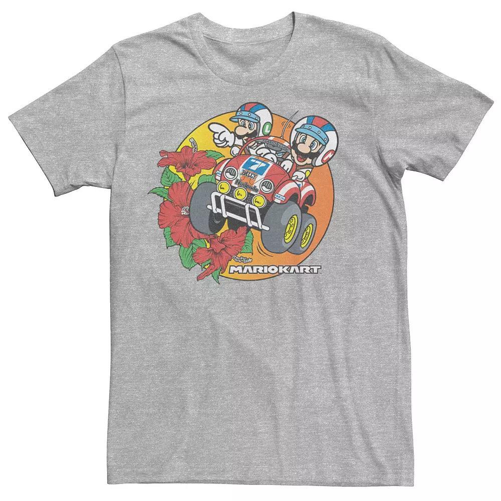 Men's Mario Kart Baja Buds Beach Portrait Tee, Size: Large, Athletic Grey Product Image