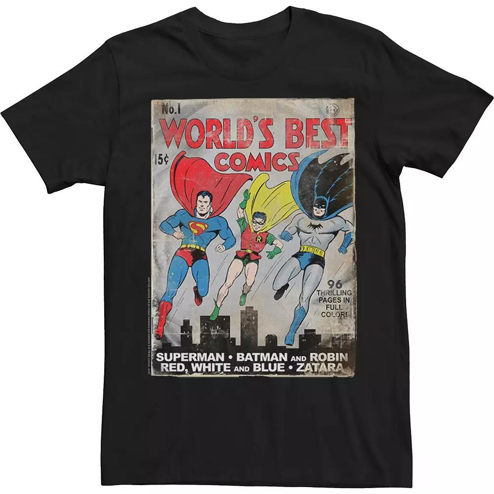 Men's Justice League Worlds Best Comic Tee, Size: XL, Black Product Image
