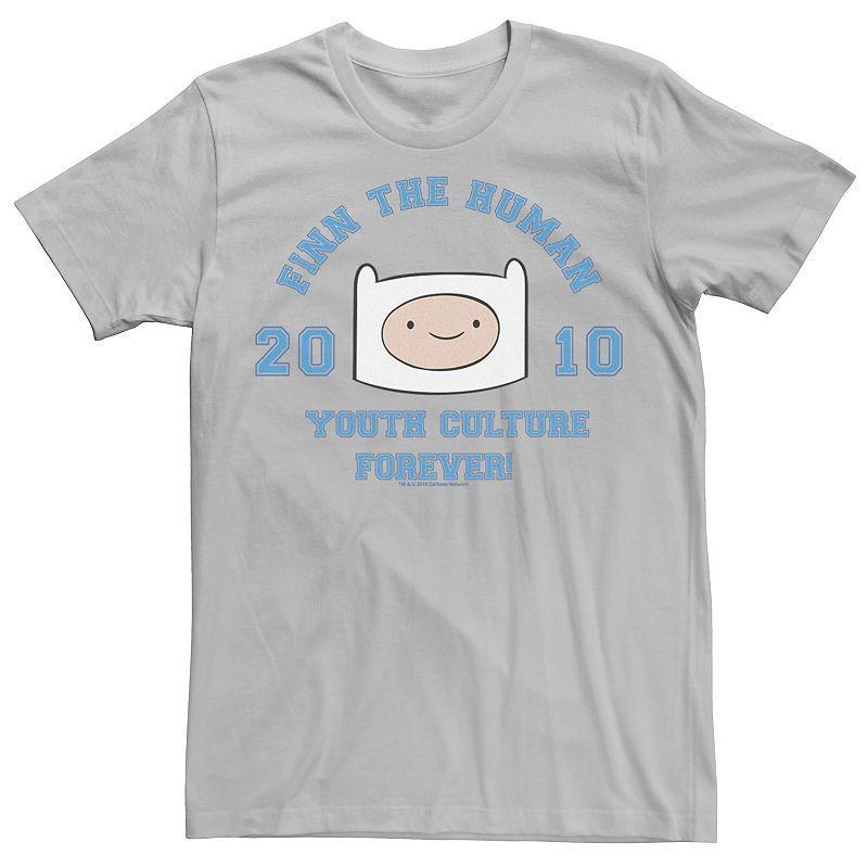 Men's Adventure Time Finn The Human Youth Culture Forever Graphic Tee, Size: 3XL, Athletic Grey Product Image