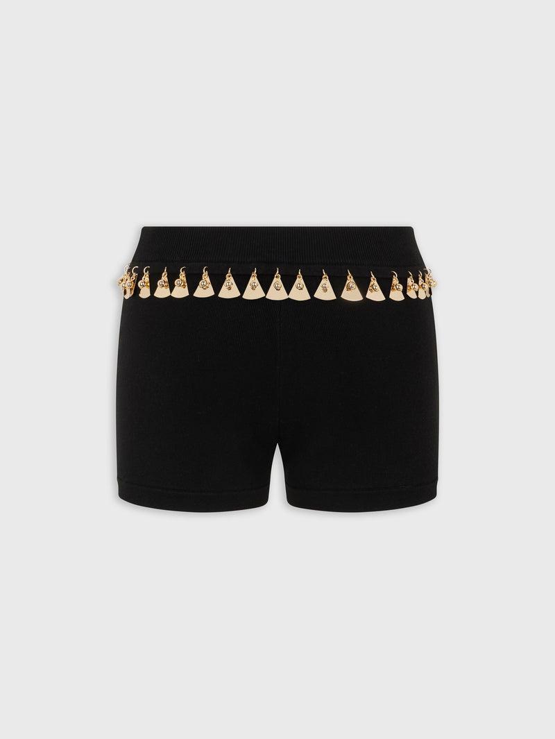 BLACK MINI SHORTS IN COTTON AND SILK KNIT Product Image
