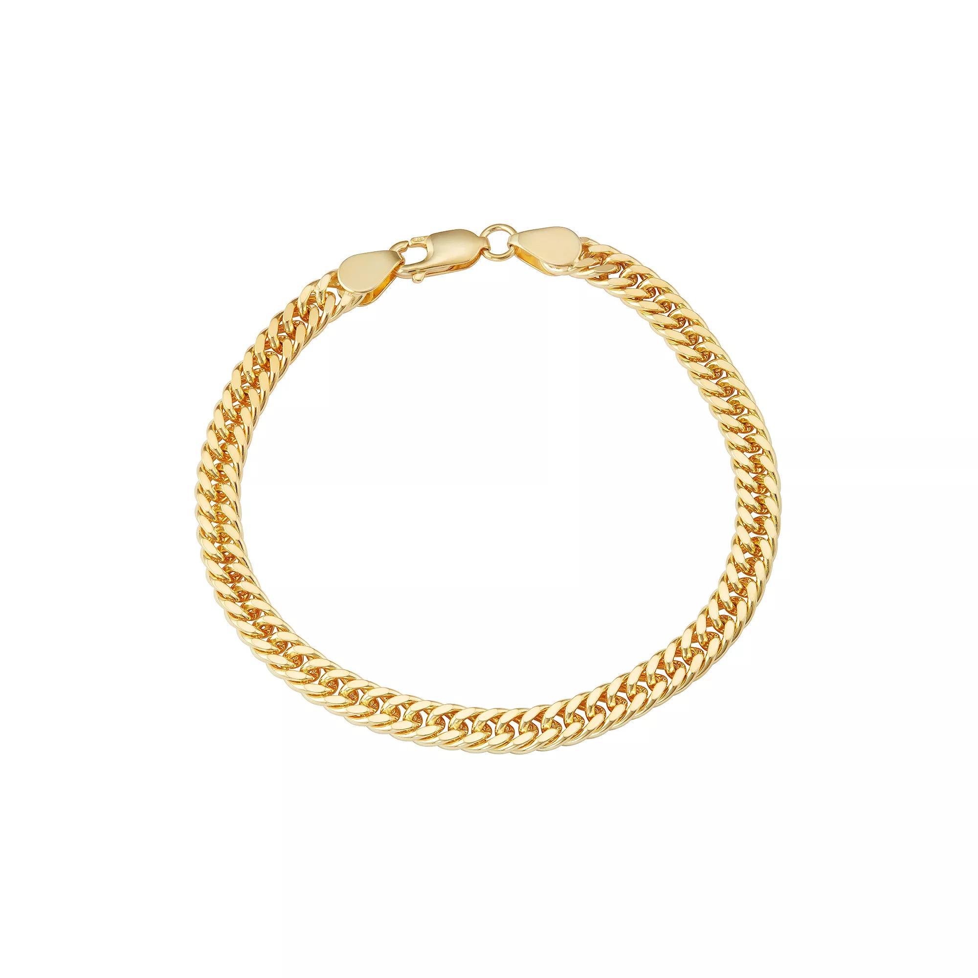 Jordan Blue Men's Sterling Silver Curb Chain Bracelet, Size: 8.5", 14k Gold Product Image