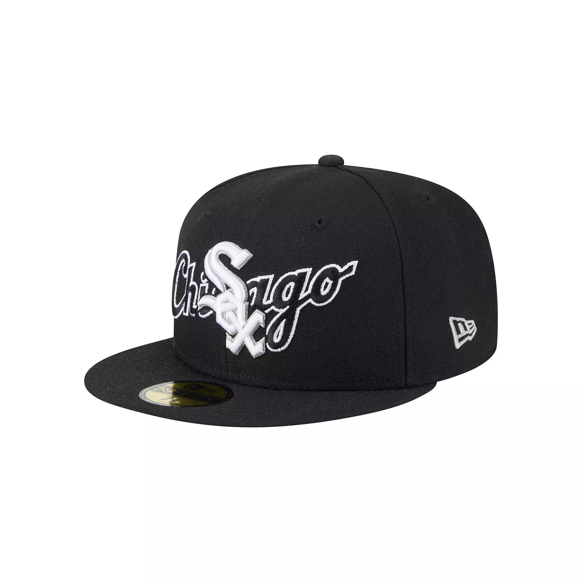 Men's New Era Black Chicago White Sox Overlap 59FIFTY Fitted Hat, Size: 7 Product Image
