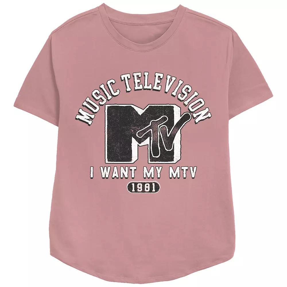 Women's MTV Music College Redux Relaxed Fit Graphic Tee, Girl's, Size: Medium, Pink Product Image