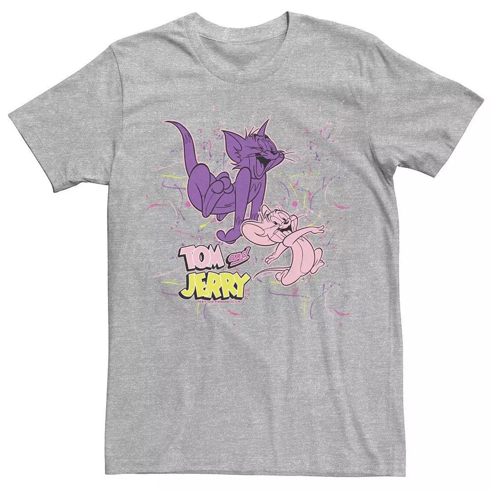 Men's Looney Tunes Tom & Jerry Splatter Paint Poster Tee, Size: Medium, Athletic Grey Product Image