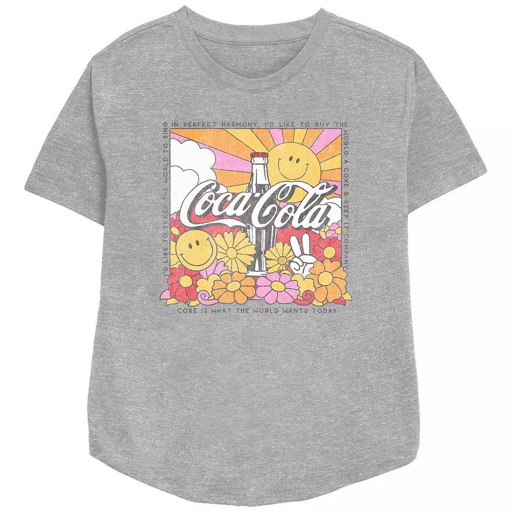 Women's Coca-Cola I'd Like To Teach The World To Sing Jingle Square Relaxed Fit Graphic Tee, Girl's, Size: XL, Athletic Grey Product Image