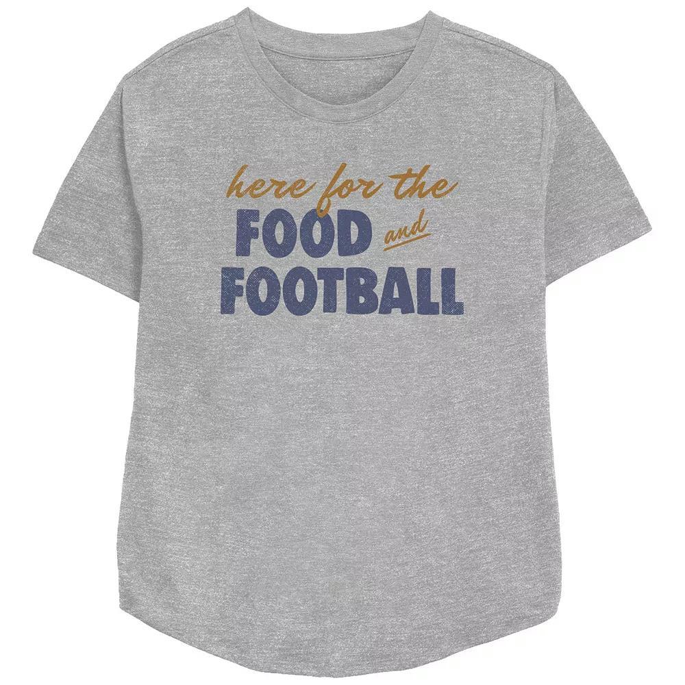 Juniors' We're Here For The Food And Football Relaxed Fit Graphic Tee, Women's, Size: Small, Athletic Grey Product Image