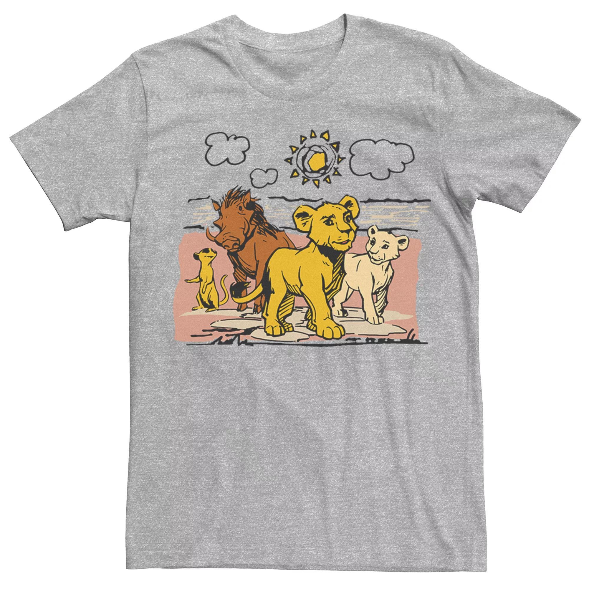 Disney's The Lion King Boys 8-20 Live Action Sketched Group Portrait Graphic Tee, Boy's, Size: XS, Athletic Grey Product Image