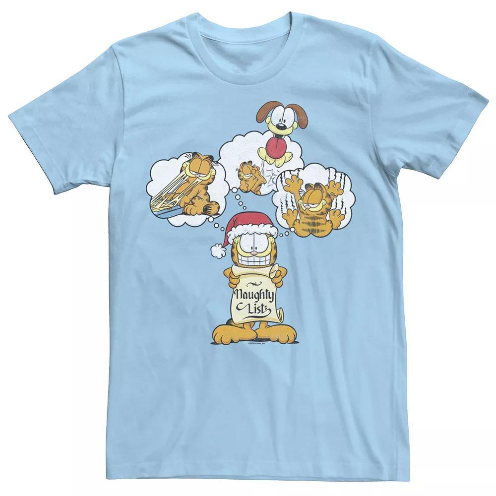 Men's Garfield Naughty List Christmas Humor Tee, Size: XXL, Light Blue Product Image