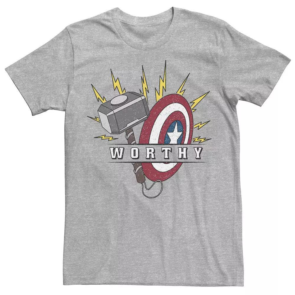 Men's Marvel Avengers Endgame Captain America Worthy Hammer Shield Graphic Tee, Size: XL, Athletic Grey Product Image
