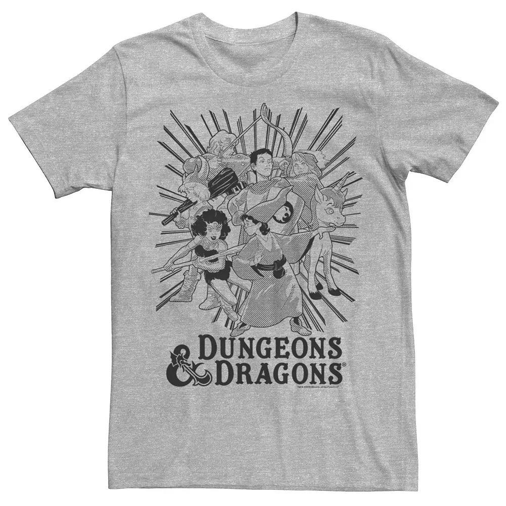 Men's Dungeons And Dragons Group Shot Dark Tones Tee, Size: XXL, Athletic Grey Product Image