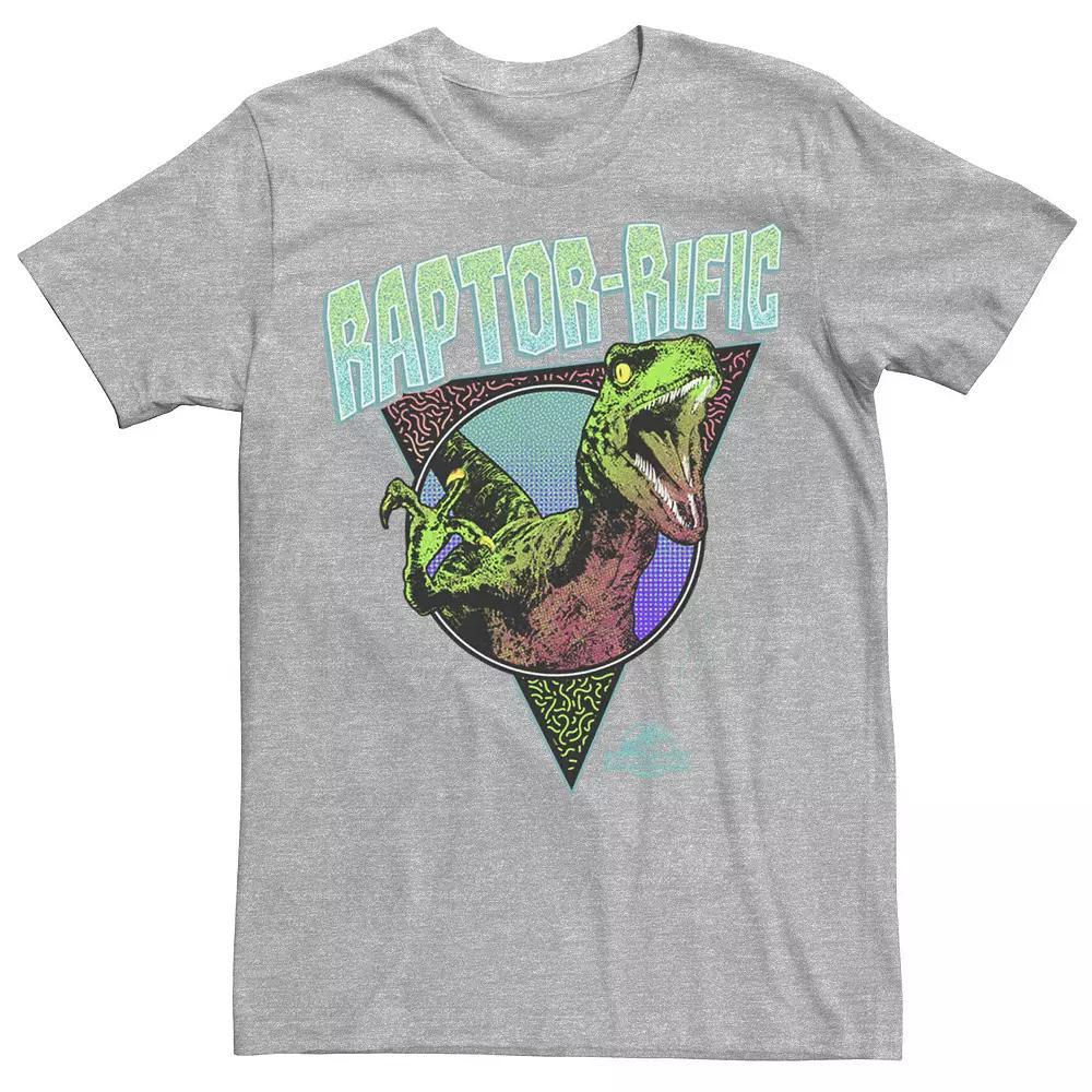 Men's Jurassic World 80's Retro Raptor-rific Dino Graphic Tee, Size: XXL, Athletic Grey Product Image