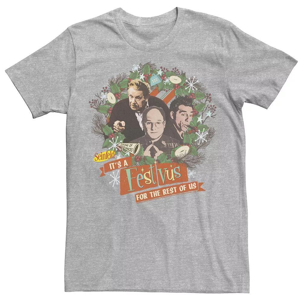 Men's Seinfeld Festivus It's A Festivus For The Rest OF Us Wreath Tee, Size: Large, Athletic Grey Product Image