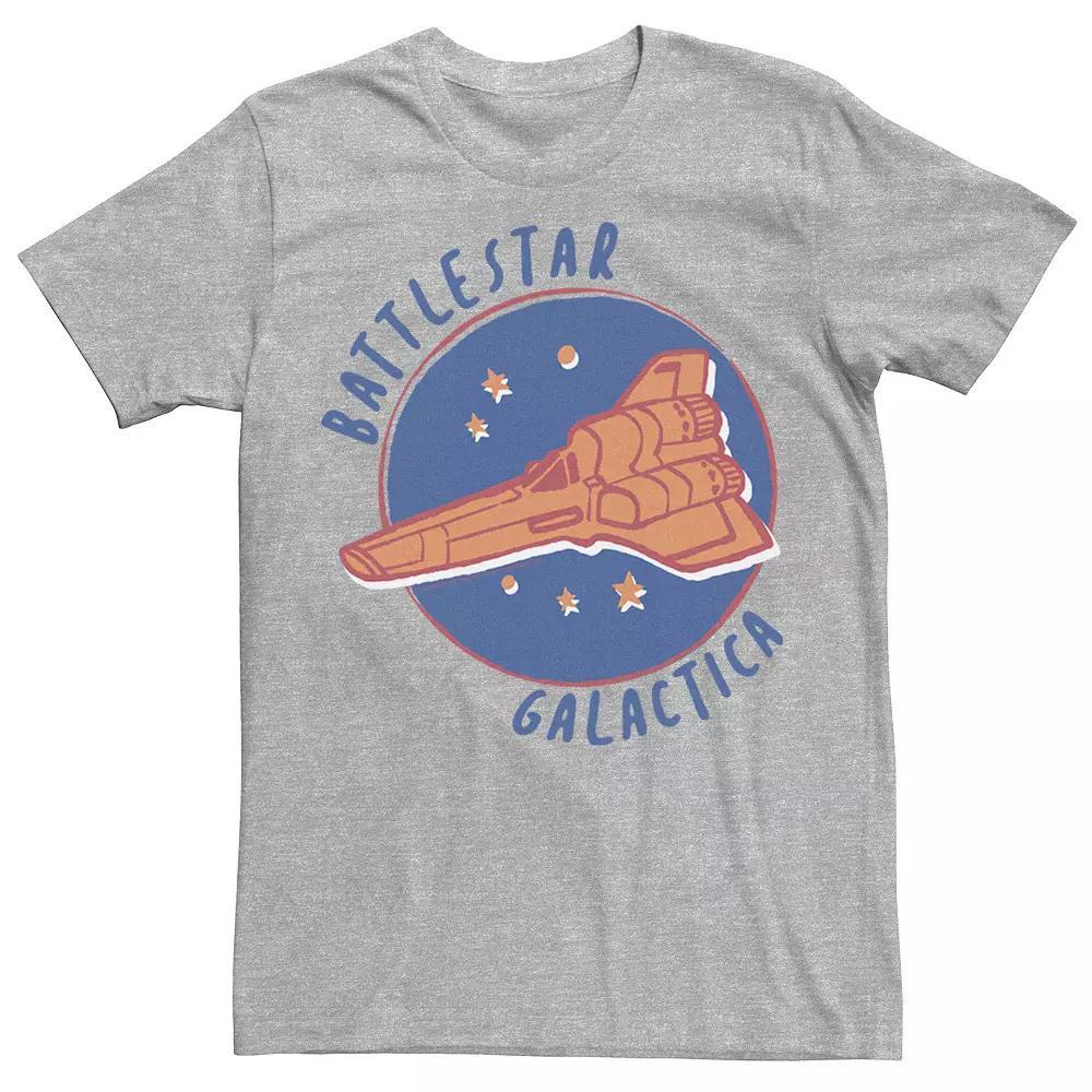 Men's Battlestar Galactica Cartoon Patch Tee, Size: Large, Athletic Grey Product Image