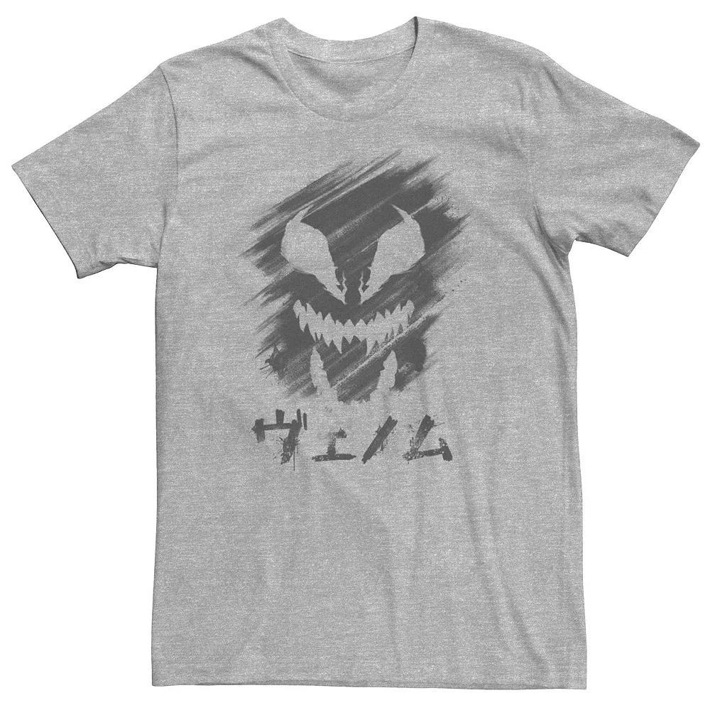 Big & Tall Marvel Venom Kanji Face Brush Strokes Tee, Men's, Size: 3XL, Athletic Grey Product Image