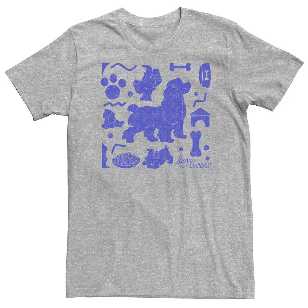 Big & Tall Disney Lady And The Tramp Silhouette Icons Tee, Men's, Size: XXL Tall, Athletic Grey Product Image