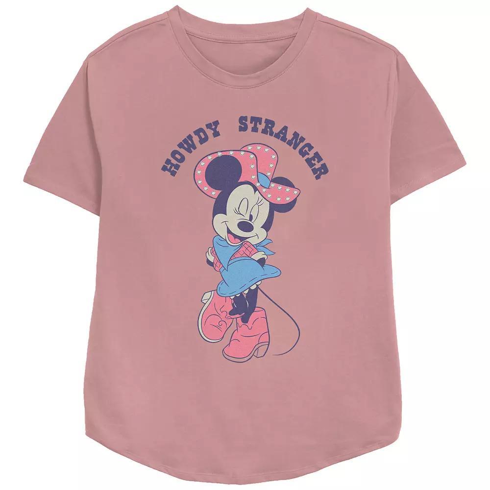 Disney's Minnie Mouse Women's Howdy Stranger Cowgirl Relaxed Fit Graphic Tee, Girl's, Size: Medium, Pink Product Image