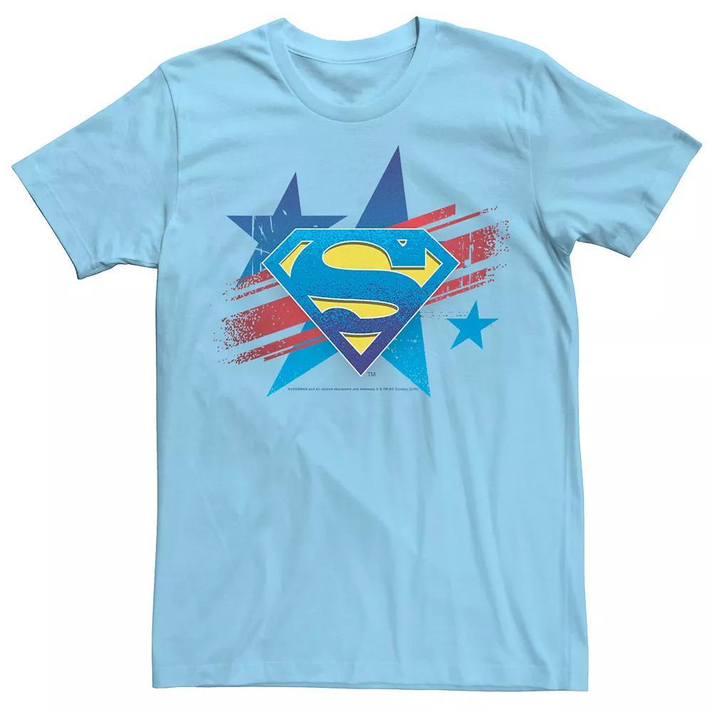 Men's DC Comics Superman Stars And Stripes Chest Logo Graphic Tee, Size: Medium, Light Blue Product Image