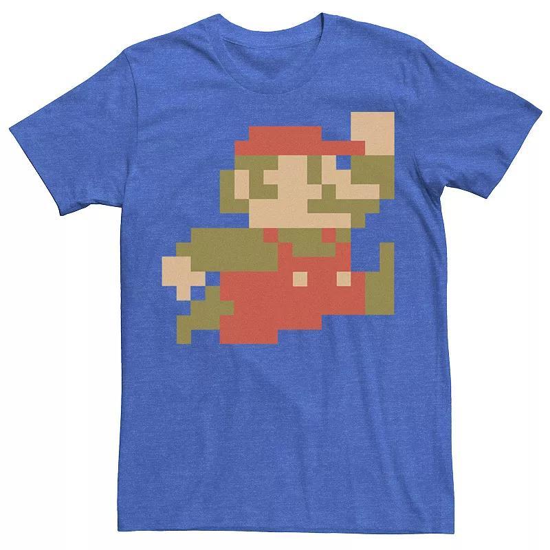 Mens Nintendo Super Mario 8-bit Pixel Jump Graphic Tee Royal Grey Product Image