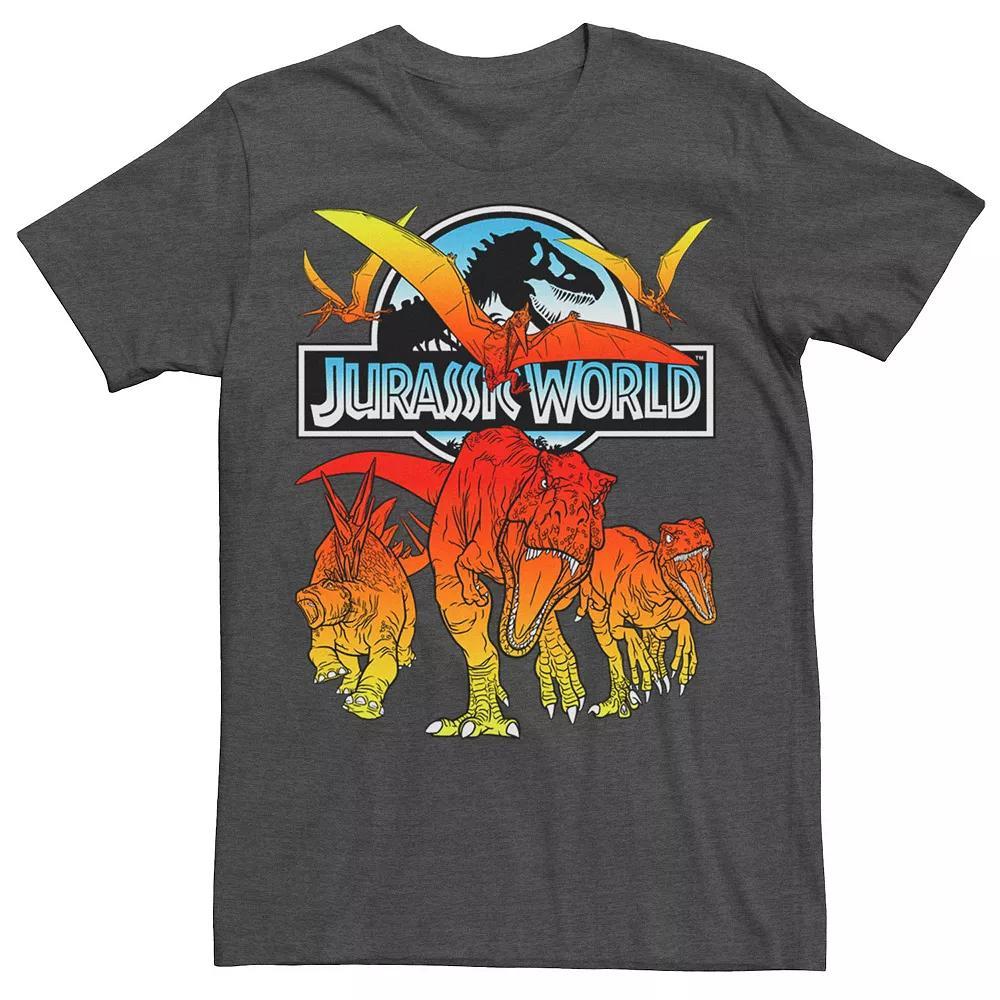 Men's Jurassic World Two Dino Charging Comic Pop Tee, Size: Large, Athletic Grey Product Image
