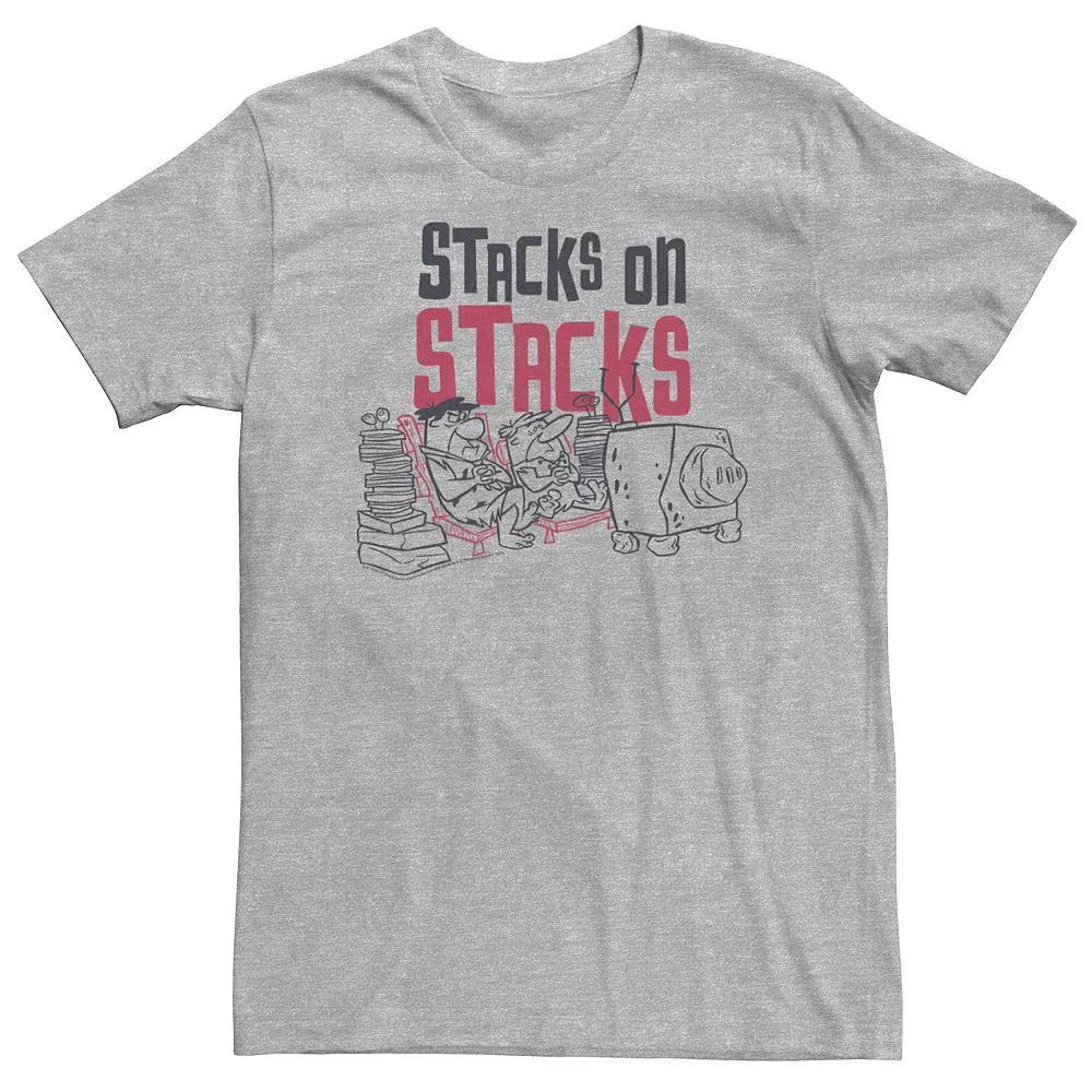 Big & Tall The Flintstones Fred And Barney Stacks On Stacks Tee, Men's, Size: XXL Tall, Athletic Grey Product Image