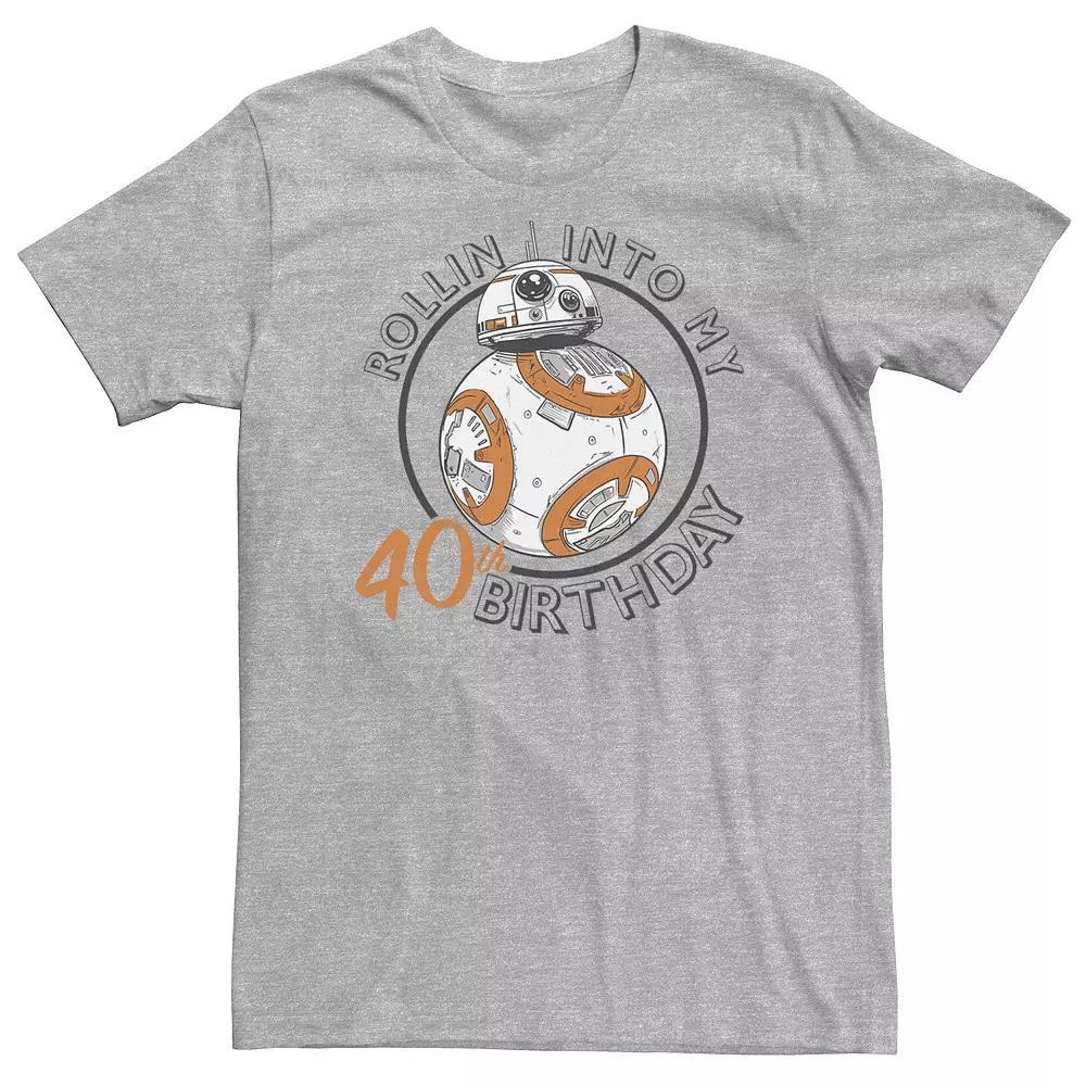 Big & Tall Star Wars BB-8 Rollin Into My 40th Birthday Tee, Men's, Size: 3XL, Athletic Grey Product Image