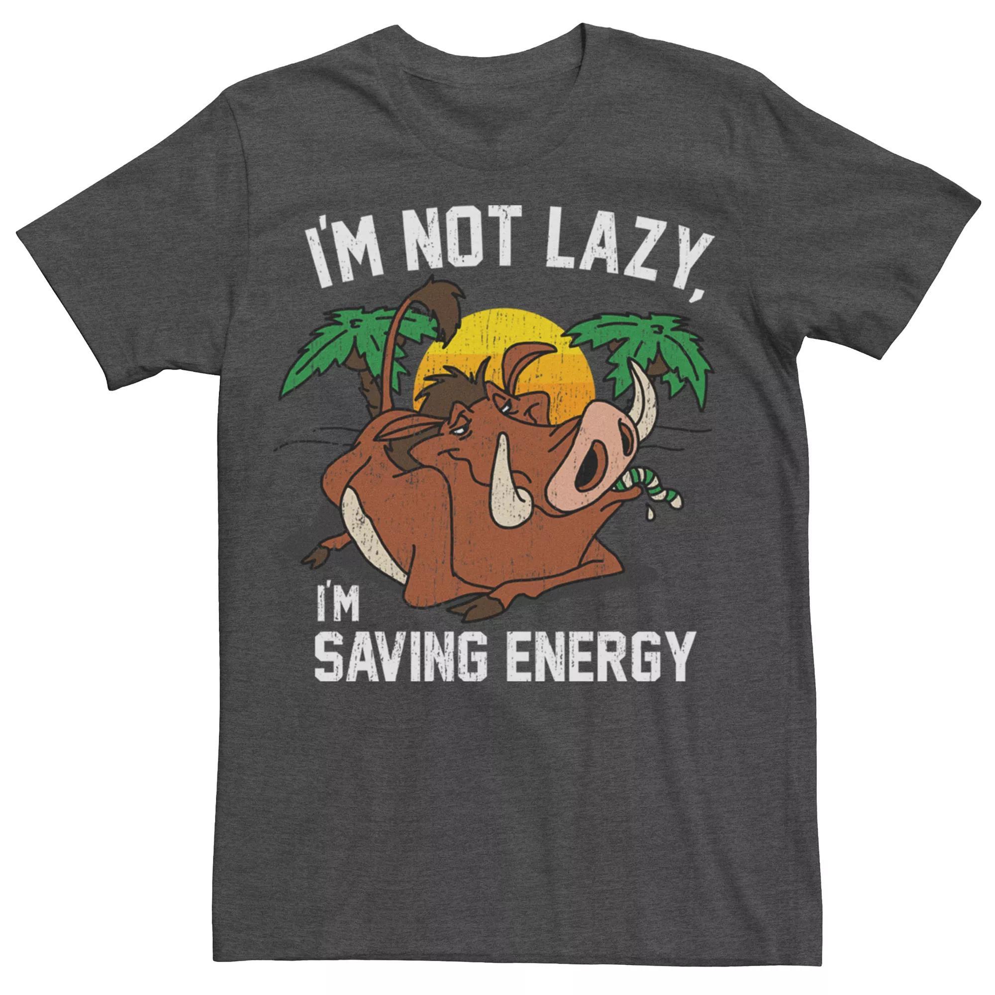 Men's Disney's The Lion King Pumba I'm Not Lazy Tee, Size: XXL, Grey Heather Product Image