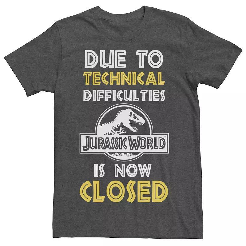 Men's Jurassic World Technical Difficulties Sign Graphic Tee, Size: Small, Grey Heather Product Image