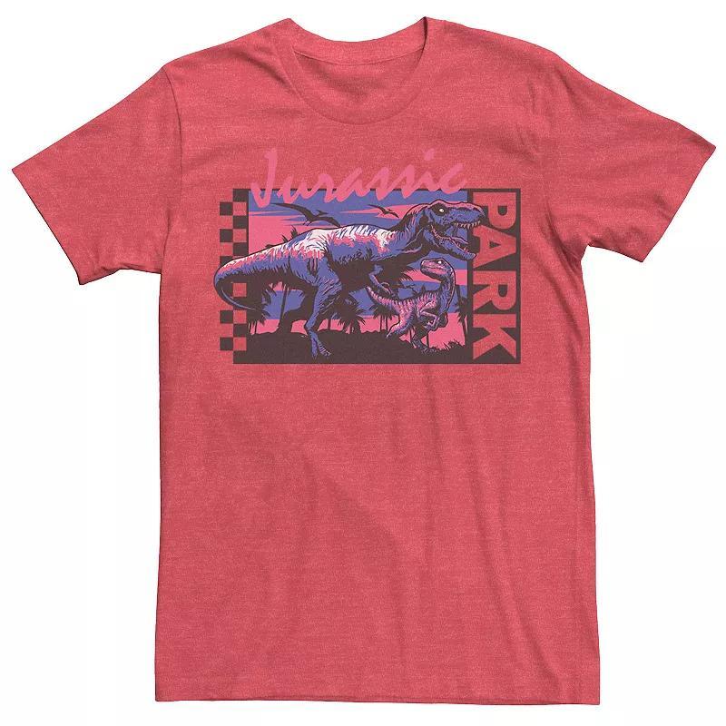Men's Jurassic Park Checkerboard T-Rex Panel Tee, Size: Small, Silver Product Image