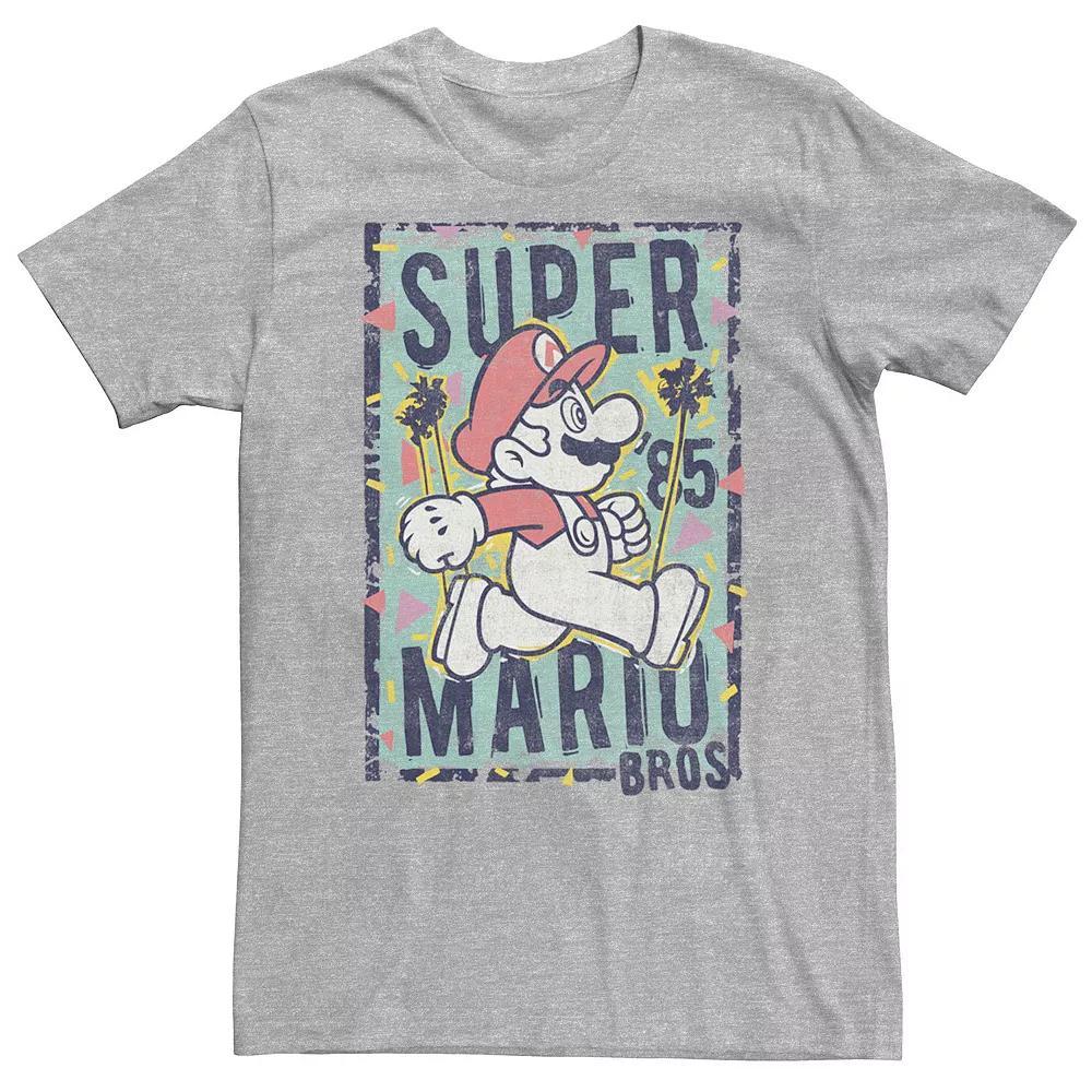 Big & Tall Nintendo Super Mario Princess Peach Merry Christmas Text Poster Tee, Men's, Size: Large Tall, Athletic Grey Product Image