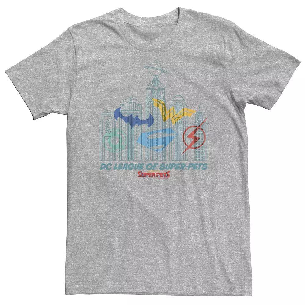 Big & Tall DC Comics Super Pets Superhero Skyline Logos Tee, Men's, Size: 4XL Tall, Athletic Grey Product Image