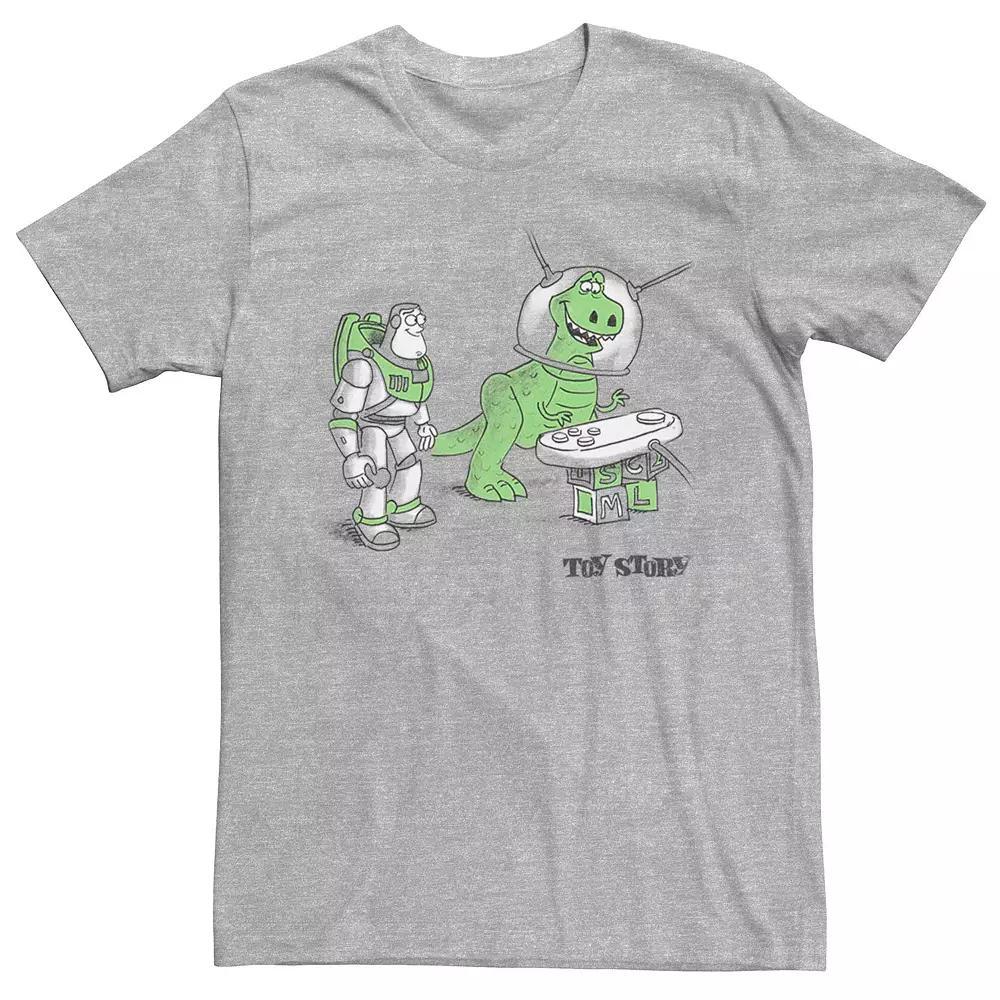 Men's Disney Pixar Toy Story Buzz Rex Doodle Graphic Tee, Size: Medium, Athletic Grey Product Image