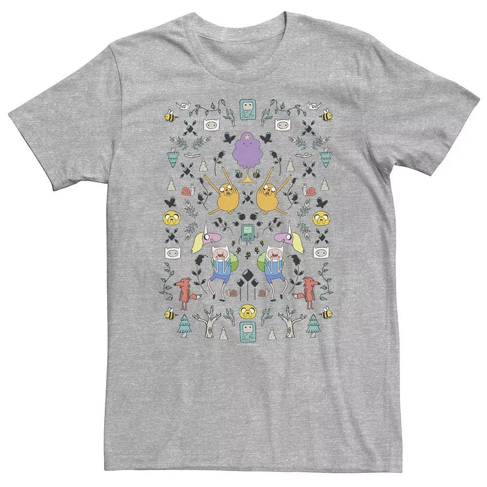 Big & Tall Cartoon Network Adventure Time Group Shot Icons Tee, Men's, Size: 4XL Tall, Navy Grey Product Image