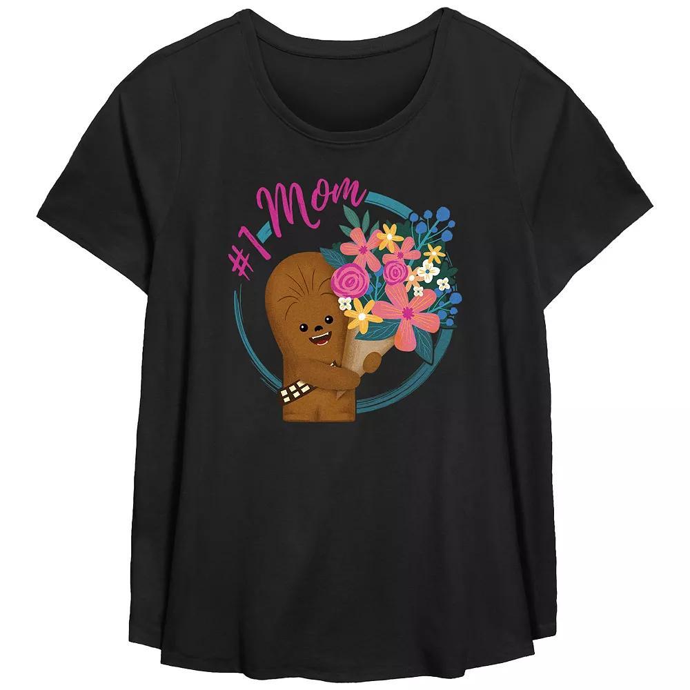 Plus Size Star Wars #1 Mom Scoop Hem Flowy Graphic Tee, Women's, Size: 4XL, Black Product Image
