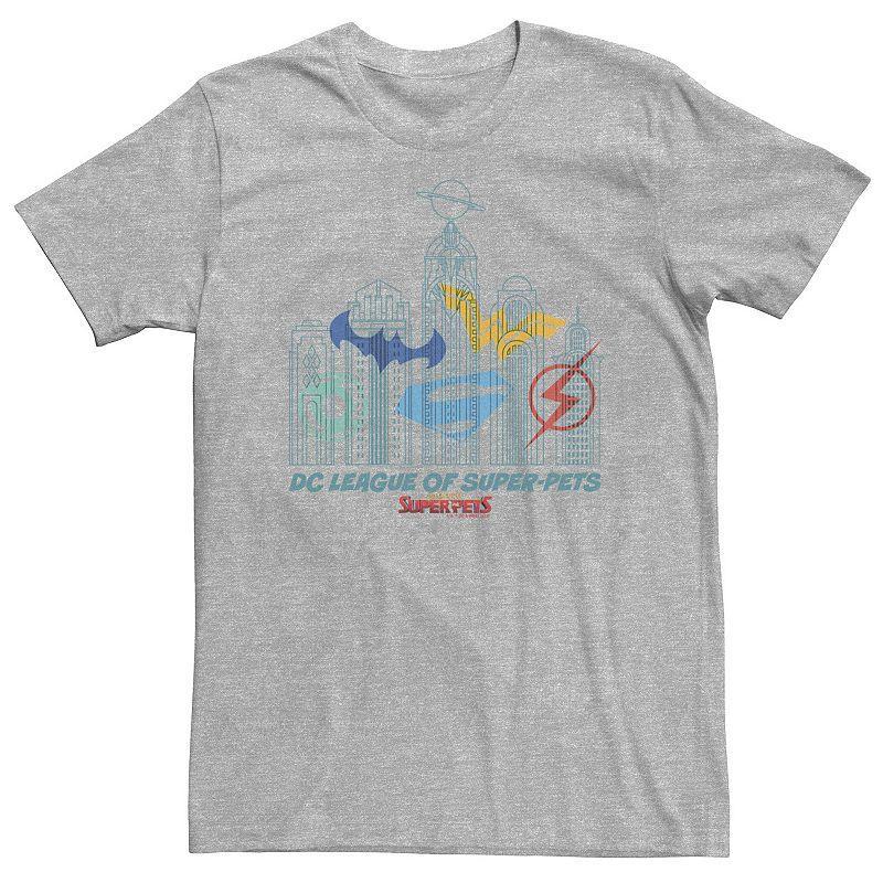 Big & Tall DC Comics Super Pets Superhero Skyline Logos Tee, Men's, Size: 4XL Tall, Athletic Grey Product Image