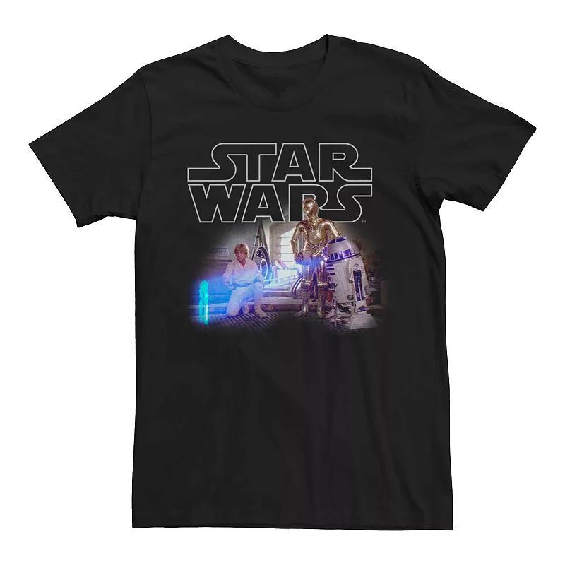 Men's Star Wars Luke Skywalker Hologram Classic Poster Graphic Tee, Size: XXL, Black Product Image