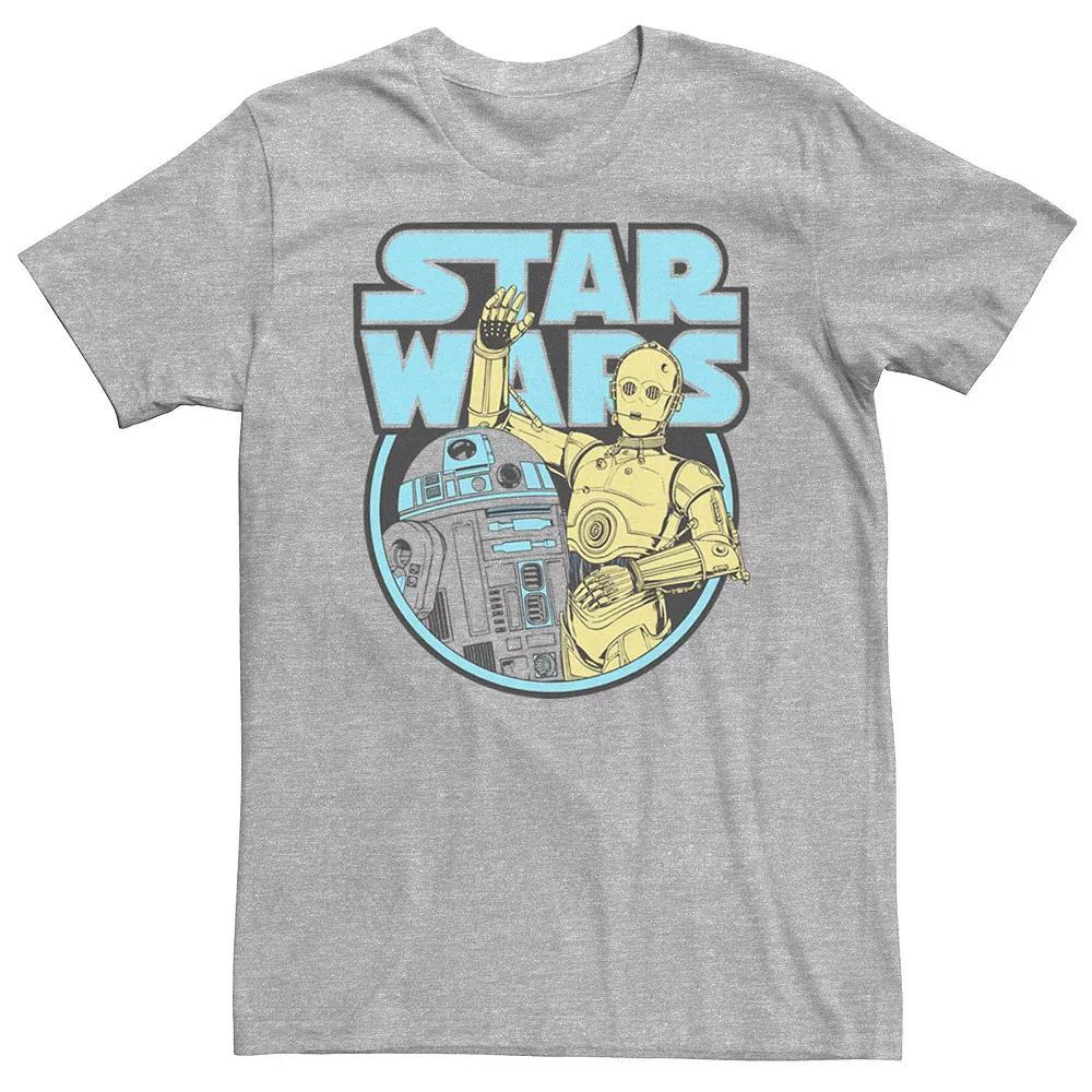 Men's Star Wars C-3PO & R2-D2 Color Pop Star Wars Logo Tee, Size: Large, Athletic Grey Product Image