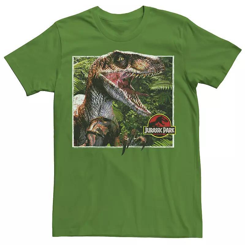 Men's Jurassic Park Raptor Coming Out Of Forest Graphic Tee, Size: Large, Royal Grey Product Image
