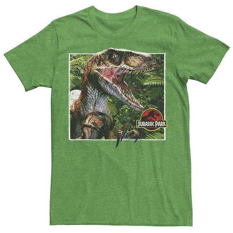 Men's Jurassic Park Raptor Coming Out Of Forest Graphic Tee, Size: Large, Royal Grey Product Image