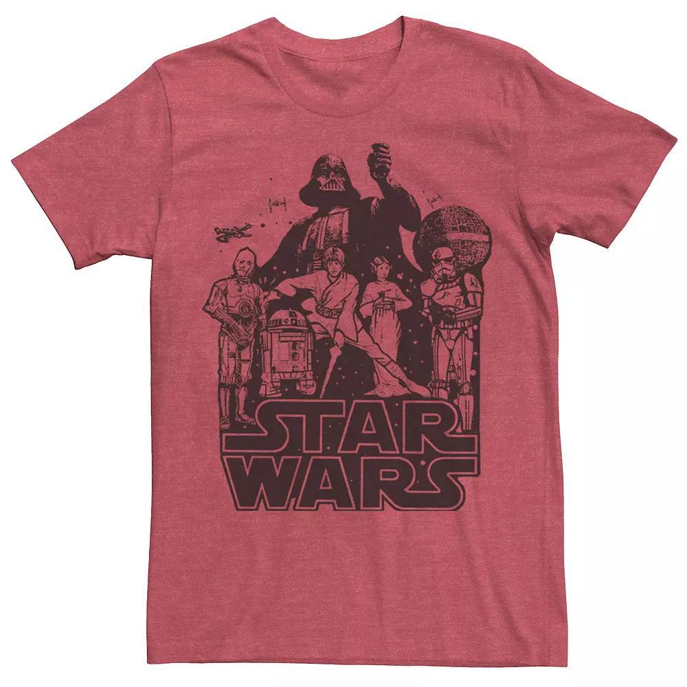 Men's Star Wars Group Shot Outline Logo Tee, Size: XL, Red Grey Product Image