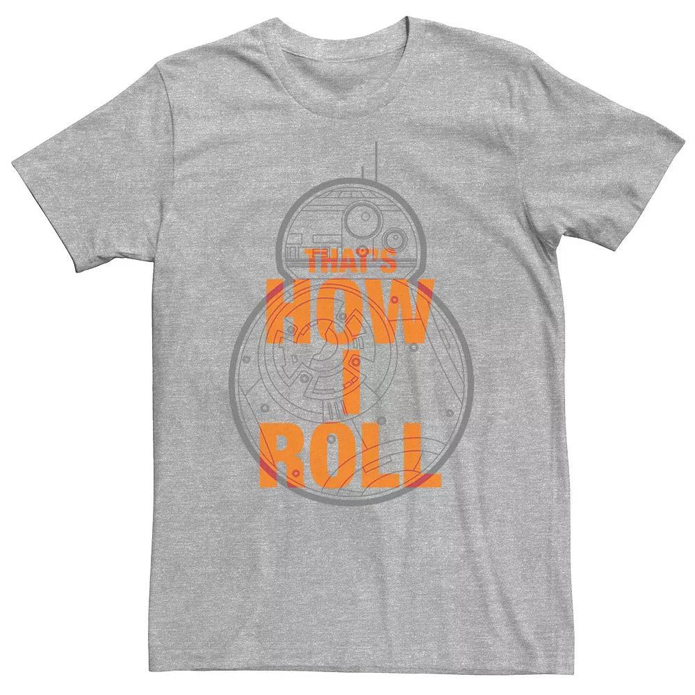 Big & Tall Star Wars Force Awakens BB-8 That's How I Roll Tee, Men's, Size: 4XL, Athletic Grey Product Image