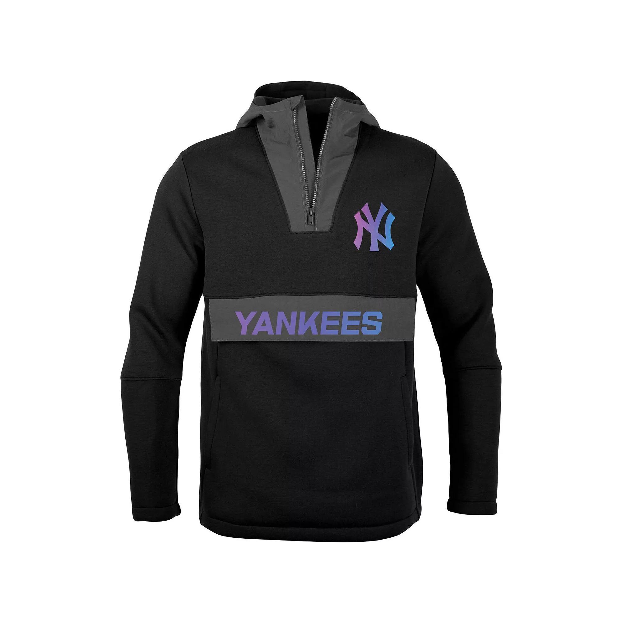 Men's Levelwear Black New York Yankees Ruckus Quarter-Zip Hoodie, Size: Large Product Image