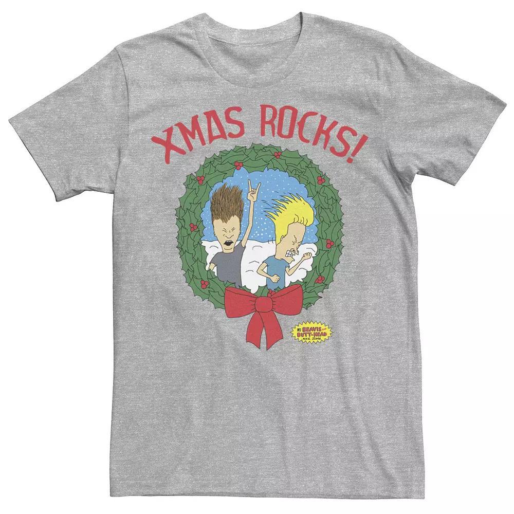 Mens Beavis and Butthead Christmas Costumes Graphic Tee Kelly Grey Product Image
