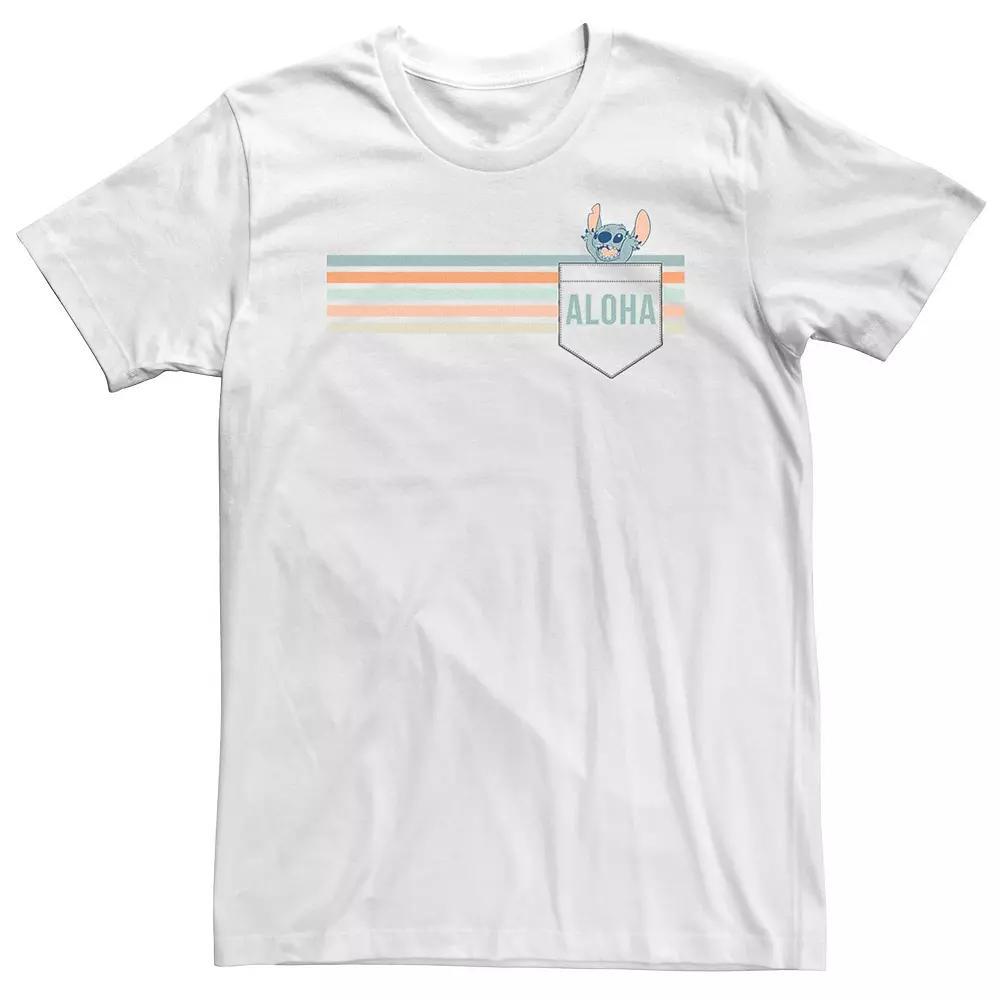 Big & Tall Disnye Lilo And Stitch Aloha Pocket Hit Tee, Men's, Size: 3XL, White Product Image