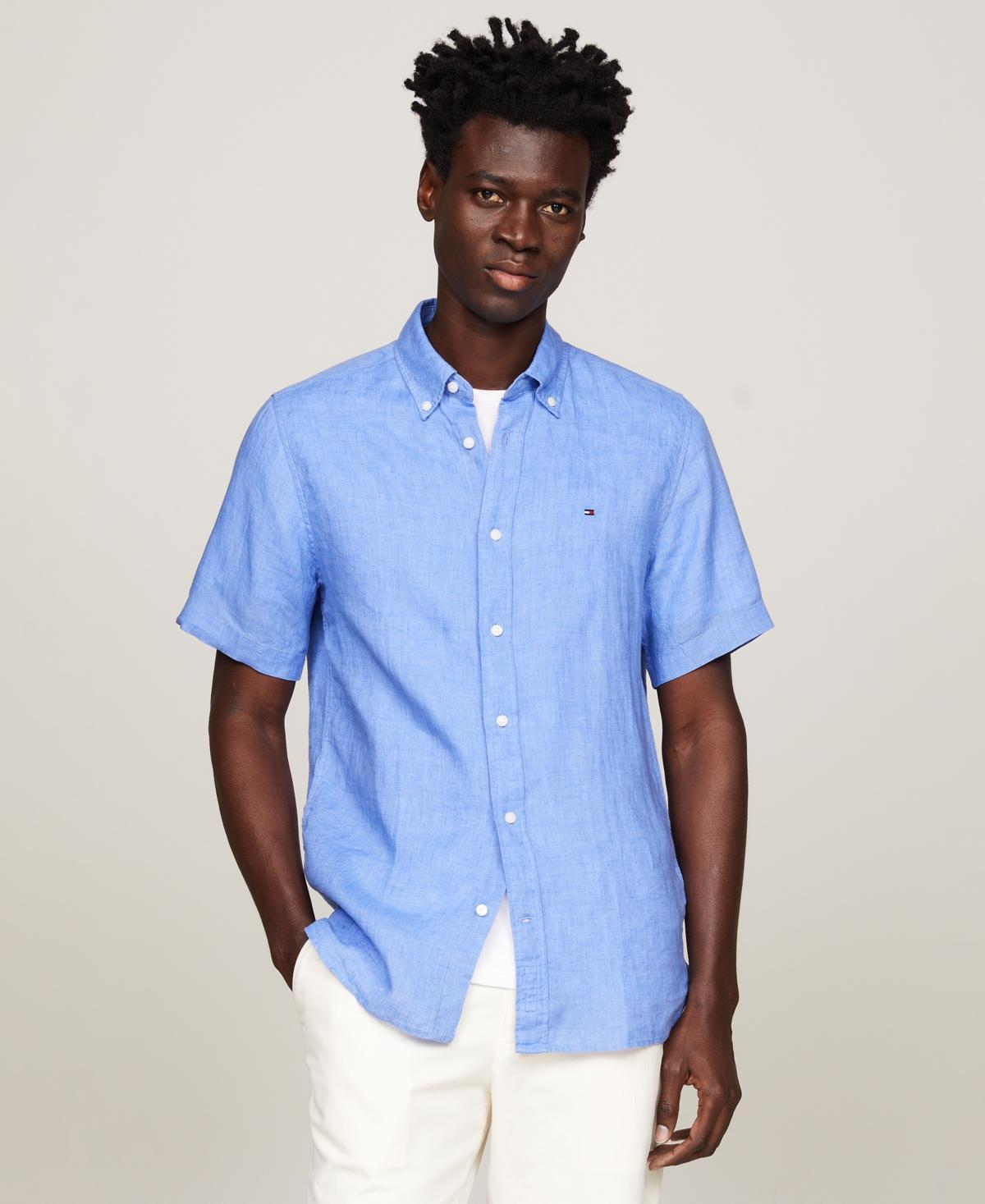 Tommy Hilfiger Mens Regular-Fit Linen Short-Sleeve Shirt Product Image
