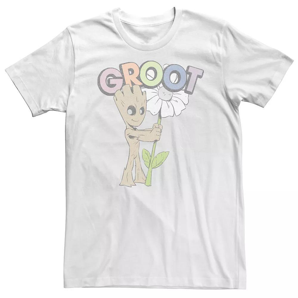 Big & Tall Marvel Cute Groot Hugging Flower Tee, Men's, Size: XXL Tall, White Product Image