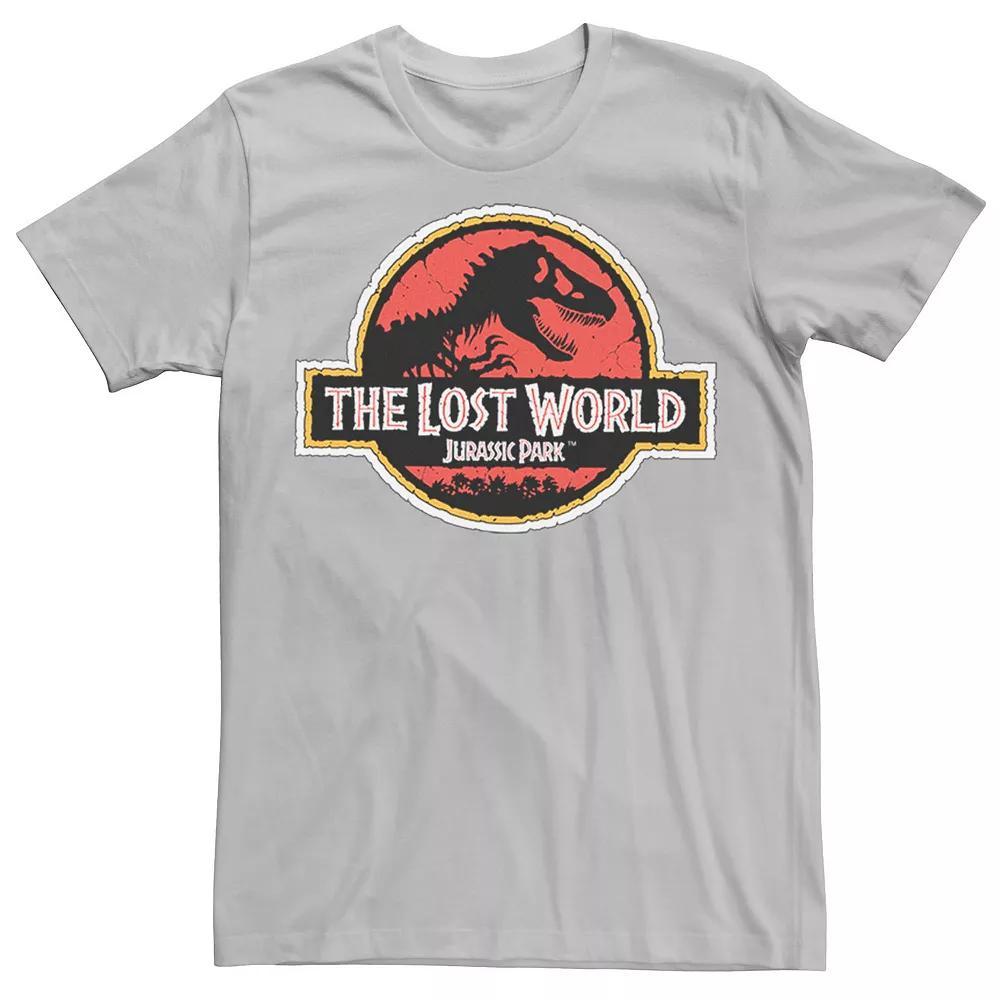 Mens Jurassic Park The Lost World Movie Logo Tee Red Grey Product Image