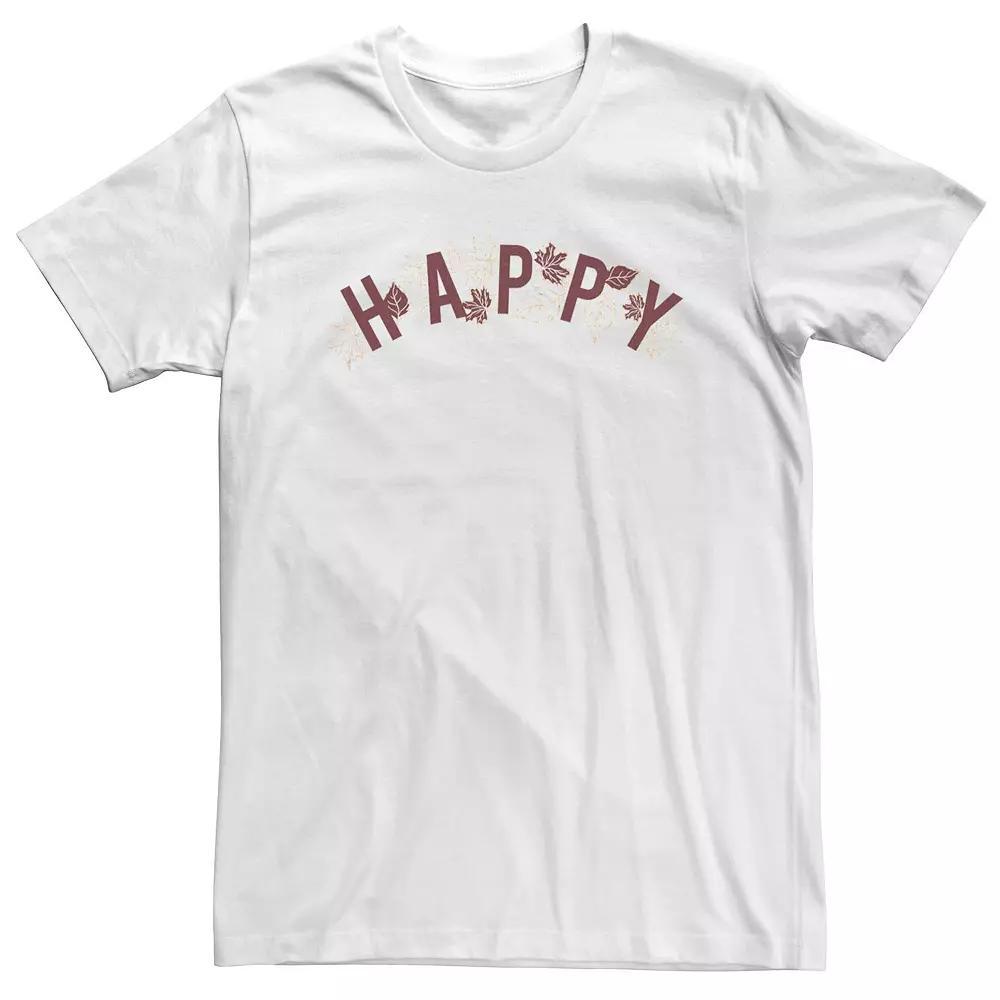 Big & Tall Fall Happy Leaf Text Tee, Men's, Size: 4XL, White Product Image