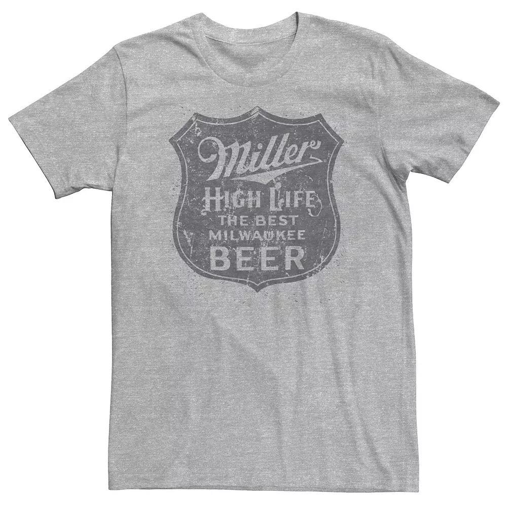 Big & Tall Miller High Life Beer Vintage Shield Tee, Men's, Size: Large Tall, Athletic Grey Product Image